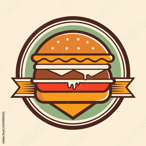 Retro-styled Logo Vector Graphic for a Mouthwatering Burger Joint