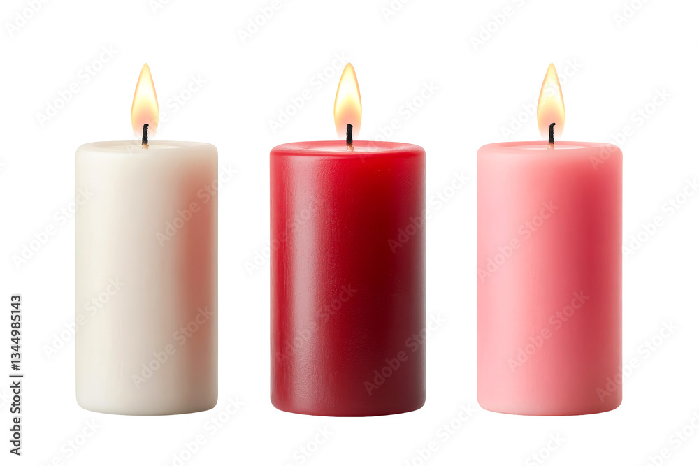 Decorative candles with flames on transparent background Decorative candles with flames on transparent background