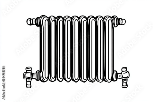Illustration of a black and white radiator on white