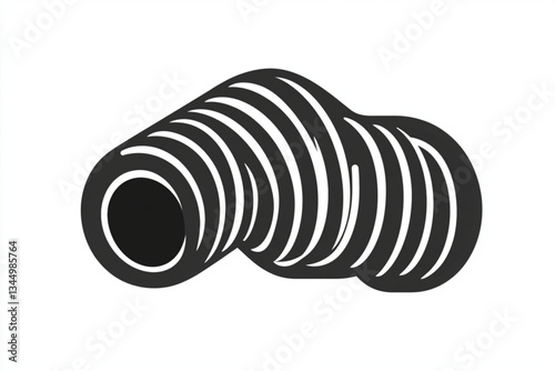 A black and white corrugated tube on a white background