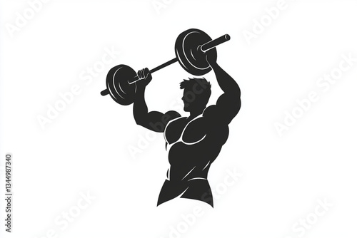 Silhouette of a muscular man lifting a barbell overhead