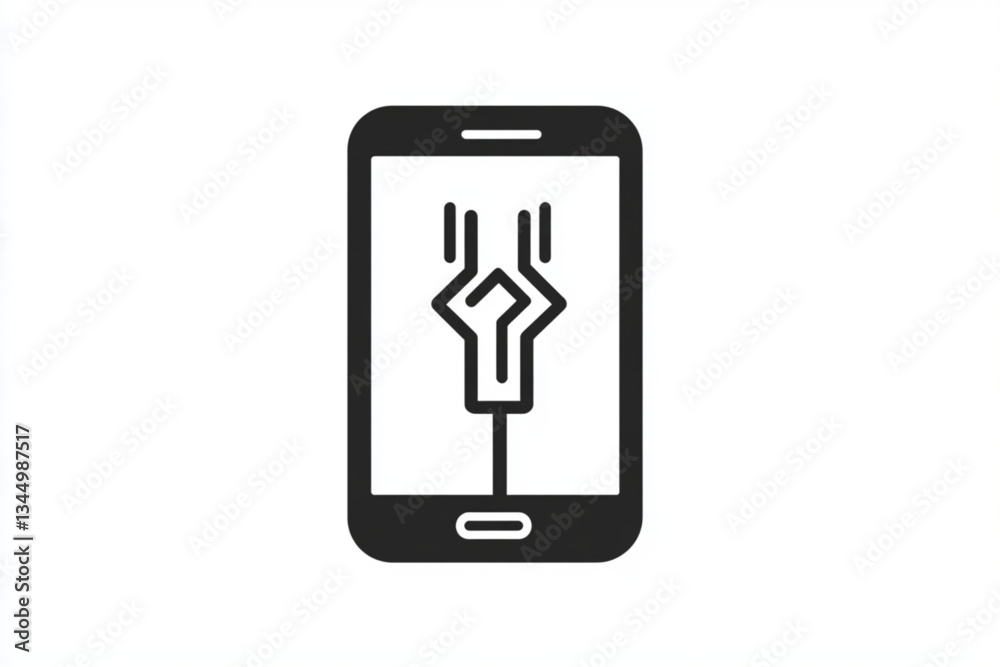 A black smartphone with a unique symbol on the screen A black smartphone with a unique symbol on the screen