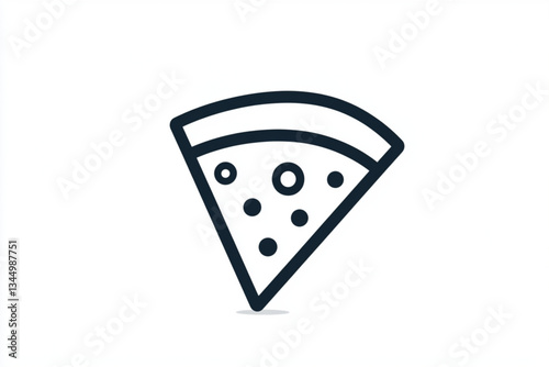 Outline pizza slice with toppings on a white background