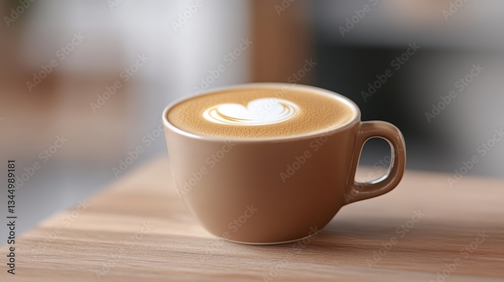 Latte art on a light brown ceramic cup Latte art on a light brown ceramic cup