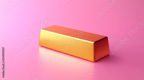 Obraz na płótnie Golden Metallic Rectangular Object on Pink Background w salonie