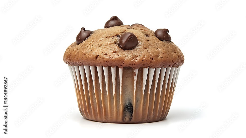 Delicious Chocolate Chip Muffin Isolated. Delicious Chocolate Chip Muffin Isolated.