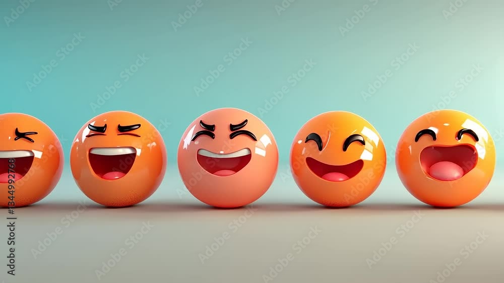 A Row of Joyful 3D Emojis Displaying Various Expressions of Happiness and Mirth A Row of Joyful 3D Emojis Displaying Various Expressions of Happiness and Mirth