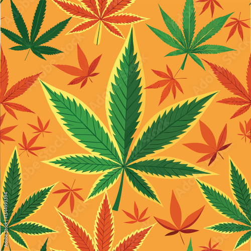 seamless pattern with cannabis leaf