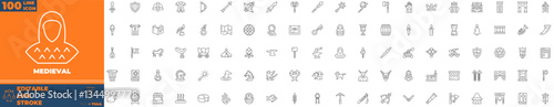 Medieval Line Editable Icons set