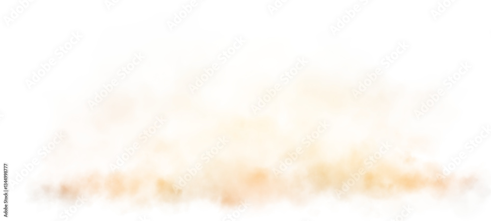 A soft, warm-toned abstract cloud with orange and brown hues, blending smoothly into a white background. Subtle glowing particles add a dreamy, atmospheric effect.