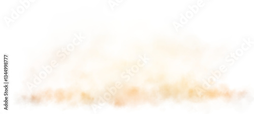 A soft, warm-toned abstract cloud with orange and brown hues, blending smoothly into a white background. Subtle glowing particles add a dreamy, atmospheric effect.