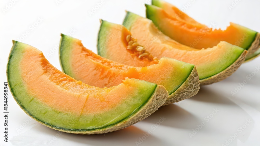 Cantaloupe Melon Slices on White Background Cantaloupe Melon Slices on White Background