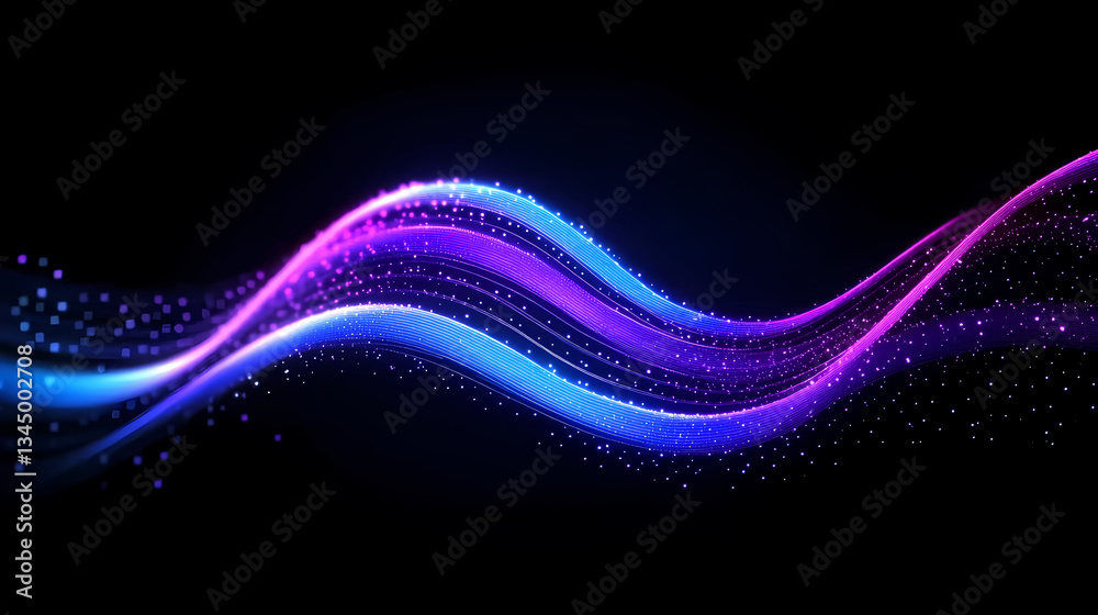 Flowing Blue and Purple Lines with Sparkles
