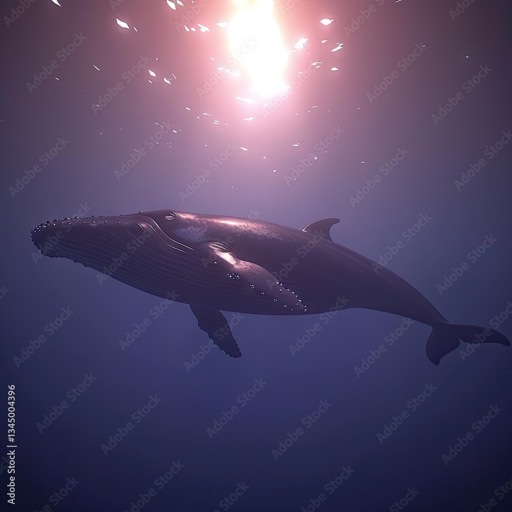 Fototapeta premium Underwater Whale Sunlight