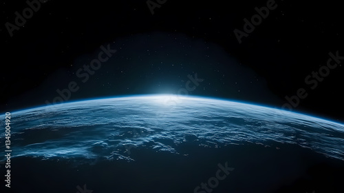 Obraz na płótnie Earth from Space with Stars and Oceans Visible w salonie