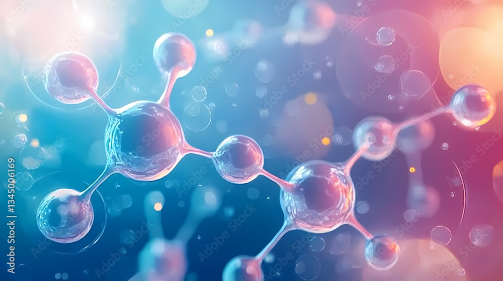 Molecular Structure with Blue and Pink Gradients