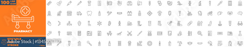 Pharmacy Line Editable Icons set