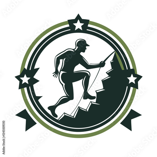 Vintage Climber Emblem Silhouette Vector Graphic