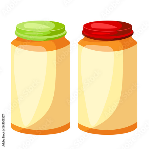 two jars with green and red lids