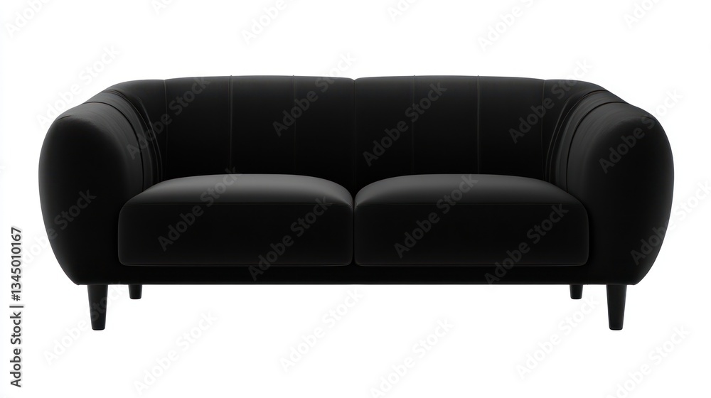 Fototapeta premium Modern black sofa with sleek design in minimalist setting