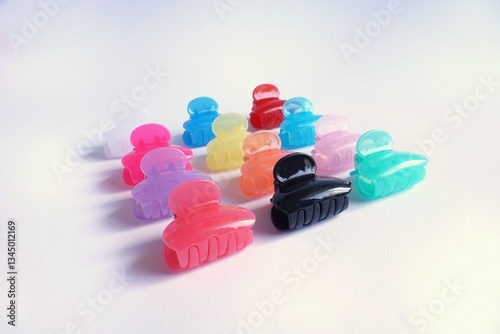 Set of plastic hair clip isolated on white background