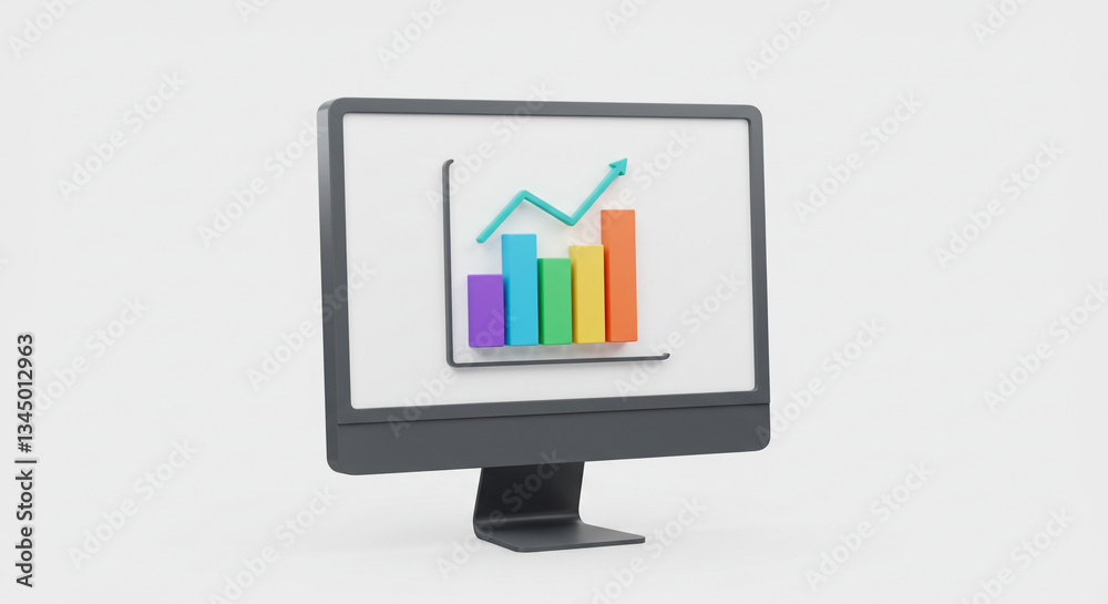 A vibrant upward trend displayed on a sleek desktop monitor, showcasing growth and success with a clean, simple design. A vibrant upward trend displayed on a sleek desktop monitor, showcasing growth and success with a clean, simple design.
