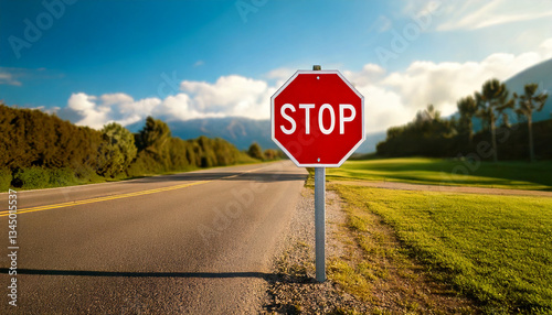 Obraz na płótnie stop sign on the road w salonie