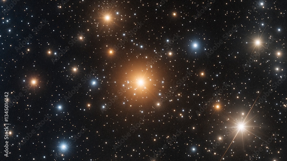 Obraz premium Starry Sky - bright stars and nebula in deep space for astronomy educational materials, science blogs, cosmic themed designs, galaxy wallpapers, and universe exploration content