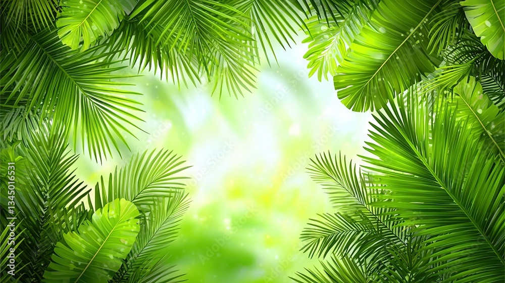 A zoomed-in image of several vibrant green foliage against a clear blue sky on a sunlit day A zoomed-in image of several vibrant green foliage against a clear blue sky on a sunlit day