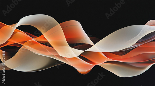 Abstract flowing waves of orange and white light against a black background, creating a dynamic visual effect