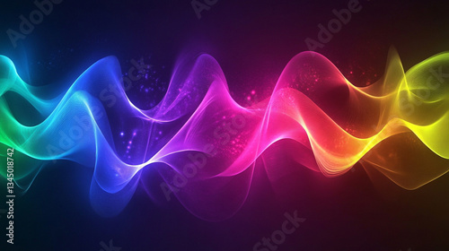Colorful abstract wave patterns in vibrant hues, creating a dynamic visual effect on a dark background