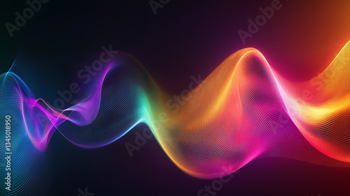 Colorful abstract wave patterns representing sound and light, with a smooth gradient background