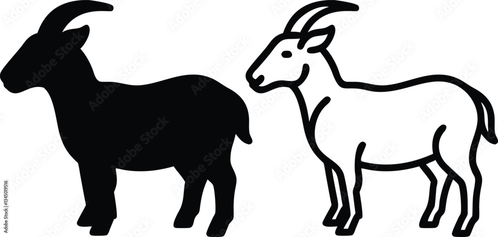 Goat silhouette icon line art Goat silhouette icon line art