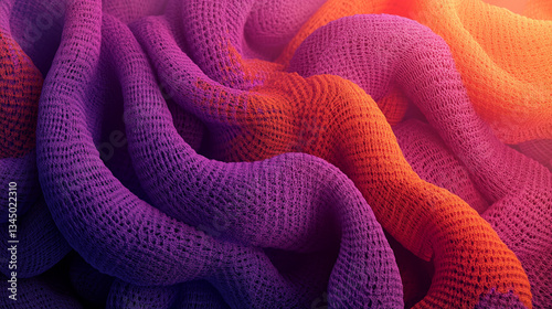 Abstract colorful wave patterns in purple and orange tones, creating a dynamic visual texture