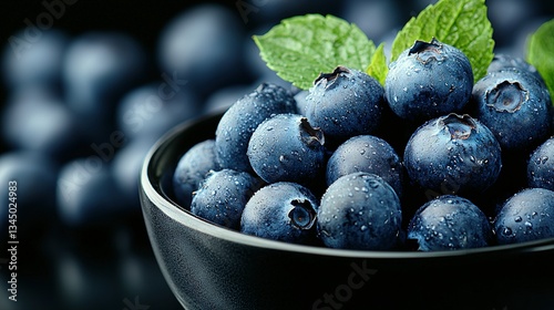 Wallpaper Mural   A clear image shows a bowl full of juicy blueberries, with a single green leaf perched atop one berry Torontodigital.ca