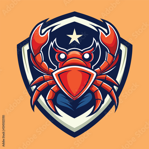 Eye-Catching Crab Shield Seafood Restaurant Vector Logo Concept