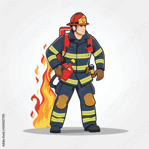 fireman, firefighter, safety, emergency, danger, man, rescue, fire, fighter, uniform, helmet, protection, background, service, red, equipment, hose, occupation, job, burn, person, work, male, hero, pr