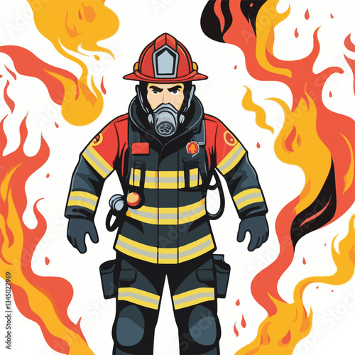 fireman, firefighter, safety, emergency, danger, man, rescue, fire, fighter, uniform, helmet, protection, background, service, red, equipment, hose, occupation, job, burn, person, work, male, hero, pr