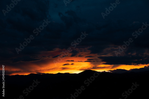 Intense sunset over Colorado Rocky Mountains 