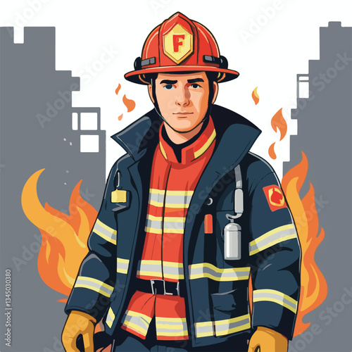 fireman, firefighter, safety, emergency, danger, man, rescue, fire, fighter, uniform, helmet, protection, background, service, red, equipment, hose, occupation, job, burn, person, work, male, hero, pr