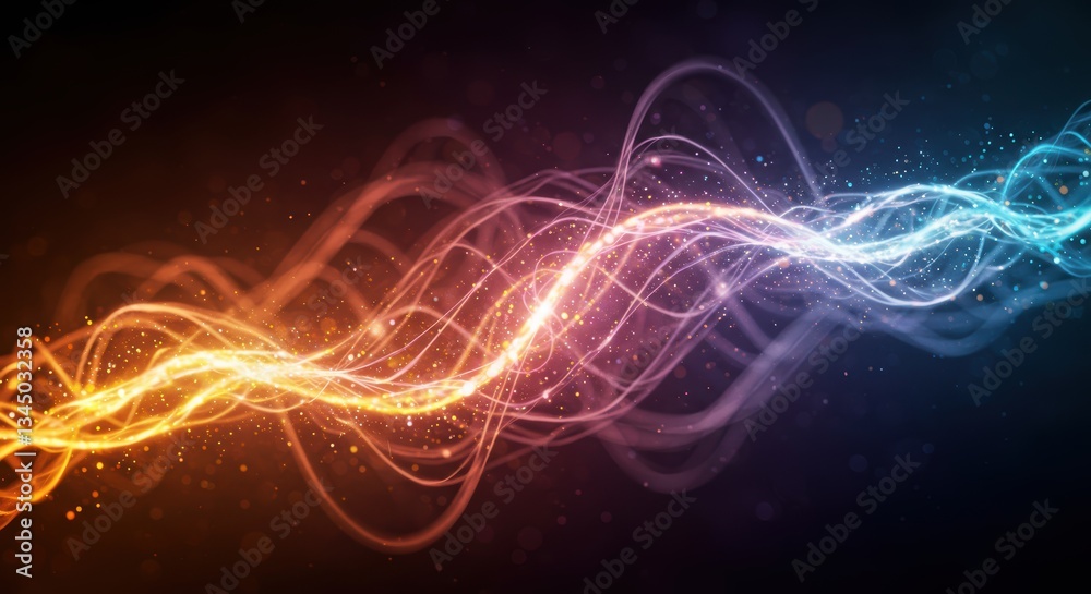 Fototapeta premium Vibrant energy swirls in motion - fiery and cool light waves intertwining