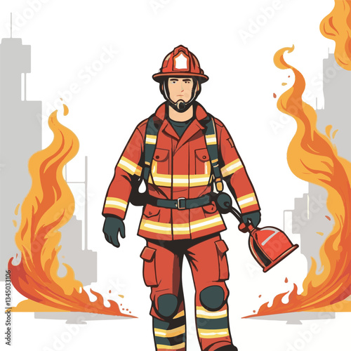 fireman, firefighter, safety, emergency, danger, man, rescue, fire, fighter, uniform, helmet, protection, background, service, red, equipment, hose, occupation, job, burn, person, work, male, hero, pr
