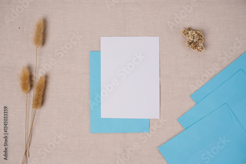 blank note paper on cream background