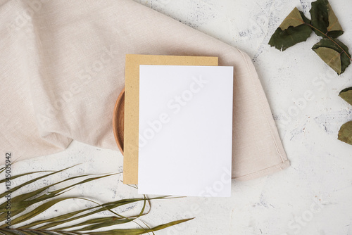 blank note paper on cream background