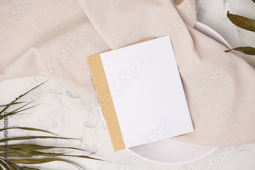 blank note paper on cream background