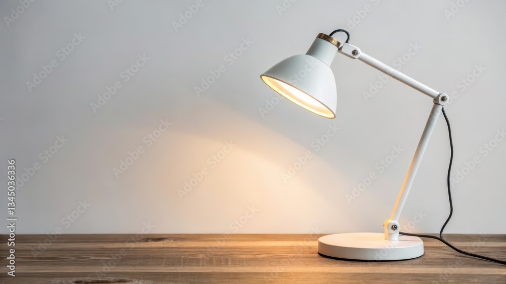 Illuminated Desk Lamp on Wooden Surface Illuminated Desk Lamp on Wooden Surface