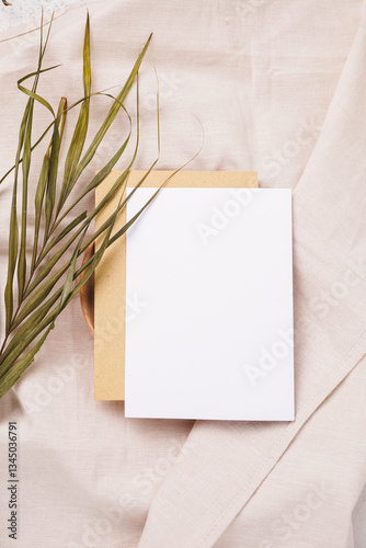blank note paper on cream background