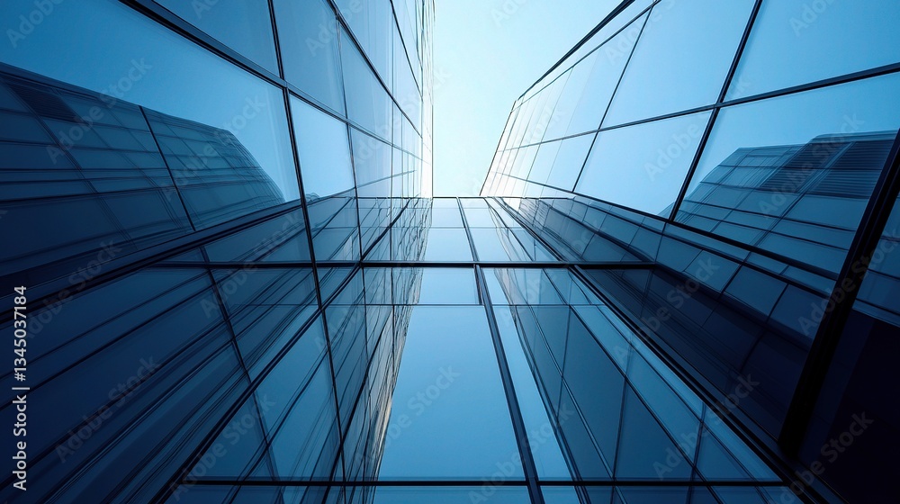 Modern Geometric Abstract Perspective of Office Building Glass Facade Modern Geometric Abstract Perspective of Office Building Glass Facade
