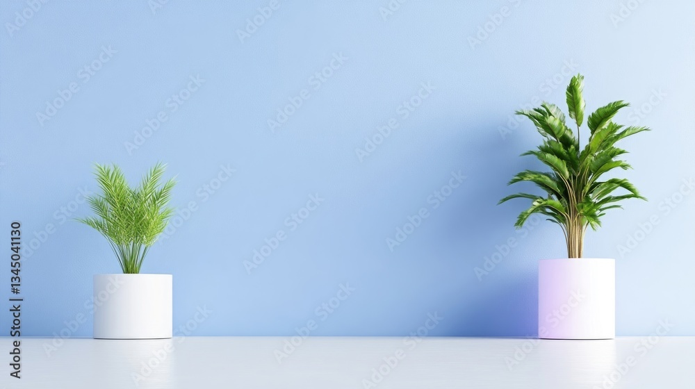 Obraz premium Empty room with plants, minimalist design