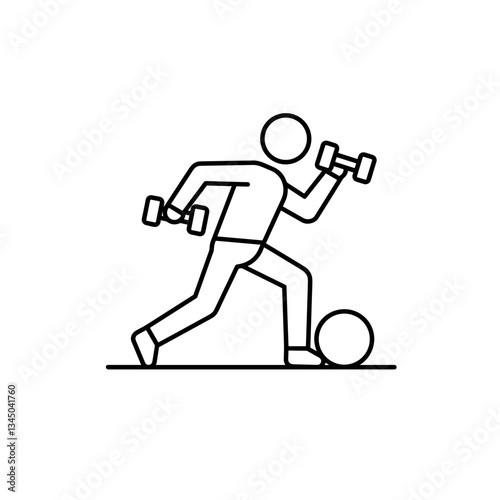 Dynamic Person Exercising Vector Icon - Dumbbell Workout Pose for Fitness, Health, and Active Lifestyle Representation